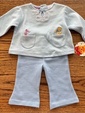 RARE Vintage 90s Disney Baby Blue Winnie the Pooh Two-Piece Set